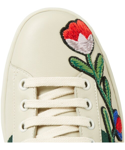 GUCCI（グッチ）の「Gucci Ace Appliquéd Snake-Trimmed Leather Sneakers（スニーカー・メンズ・White・UK10.5/UK12/UK6/UK7/UK7.5/UK8/UK8.5/UK9）」の5枚目の写真