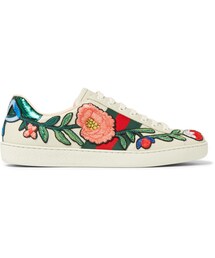 GUCCI | Gucci Ace Appliquéd Snake-Trimmed Leather Sneakers(スニーカー)