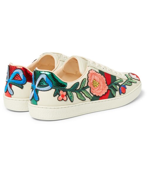 GUCCI（グッチ）の「Gucci Ace Appliquéd Snake-Trimmed Leather Sneakers（スニーカー・メンズ・White・UK10.5/UK12/UK6/UK7/UK7.5/UK8/UK8.5/UK9）」の3枚目の写真