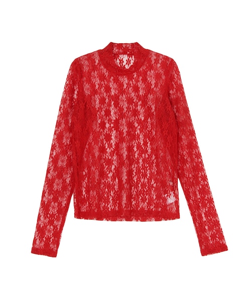 jouetie（ジュエティ）の「ハイネックレースインナー（トップス・レディース・オフホワイト/ブラック/レッド/ベビーピンク・M）」の4枚目の写真