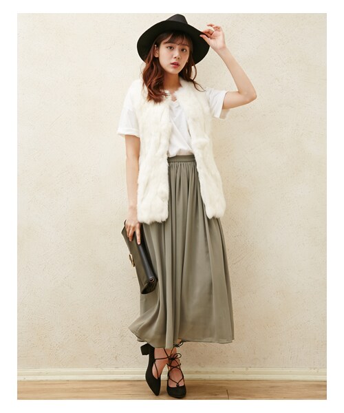 INGNI（イング）の「【2016秋の新作】シフォン楊柳ロング／スカンツ（パンツ・レディース・ﾃﾗｺｯﾀ/ｱｲﾎﾞﾘｰ/ｸﾞﾚｰ/ｸﾛ/ﾋﾟﾝｸ/ﾎﾞﾙﾄﾞｰ/ｶｰｷ/ﾗｲﾄﾌﾞﾗｳﾝ・M）」の7枚目の写真