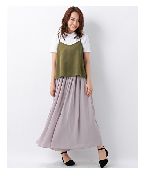 INGNI（イング）の「【2016秋の新作】シフォン楊柳ロング／スカンツ（パンツ・レディース・ﾃﾗｺｯﾀ/ｱｲﾎﾞﾘｰ/ｸﾞﾚｰ/ｸﾛ/ﾋﾟﾝｸ/ﾎﾞﾙﾄﾞｰ/ｶｰｷ/ﾗｲﾄﾌﾞﾗｳﾝ・M）」の12枚目の写真