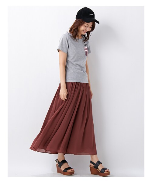 INGNI（イング）の「【2016秋の新作】シフォン楊柳ロング／スカンツ（パンツ・レディース・ﾃﾗｺｯﾀ/ｱｲﾎﾞﾘｰ/ｸﾞﾚｰ/ｸﾛ/ﾋﾟﾝｸ/ﾎﾞﾙﾄﾞｰ/ｶｰｷ/ﾗｲﾄﾌﾞﾗｳﾝ・M）」の10枚目の写真