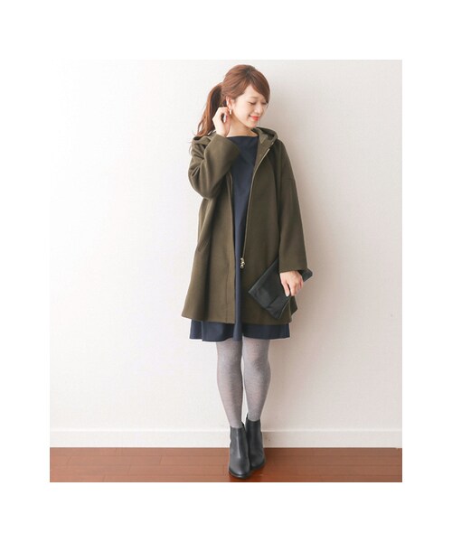 URBAN RESEARCH DOORS(アーバンリサーチドアーズ)の「【予約】ウールワイドフードコート(ジャケット/アウター・レディース・KHAKI/GRAY/NAVY・one)」の4枚目の写真