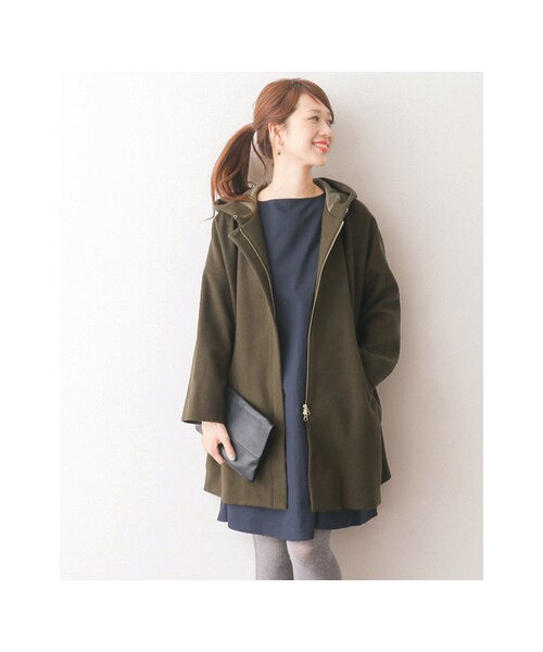 URBAN RESEARCH DOORS(アーバンリサーチドアーズ)の「【予約】ウールワイドフードコート(ジャケット/アウター・レディース・KHAKI/GRAY/NAVY・one)」の5枚目の写真