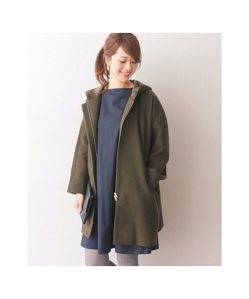 URBAN RESEARCH DOORS(アーバンリサーチドアーズ)の「【予約】ウールワイドフードコート(ジャケット/アウター・レディース・KHAKI/GRAY/NAVY・one)」の6枚目の写真