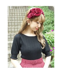 F i.n.t | バックリボンケーブル編み半袖ニットプルオーバー/F&A(ニット/セーター)