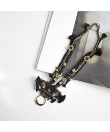 Y.A.Acc | race long necklace BLACK(ピアス（両耳用）)