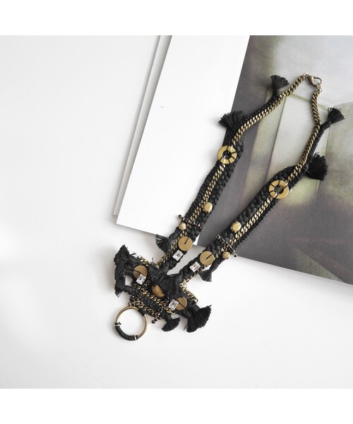 Y.A.Acc(ワイエーアク)の「race long necklace BLACK(ピアス(両耳用)・レディース・その他)」の1枚目の写真