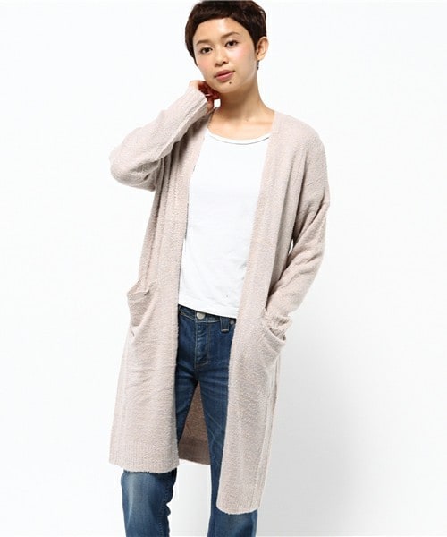 archives（アルシーヴ）の「フェザーロングトッパー（カーディガン/ボレロ・レディース・オフホワイト/グレー/ネイビー・MEDIUM）」の2枚目の写真