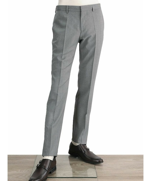 美品★HugoBoss/ダークグレースラックス BOSS - レギュラーフィットスーツ ストレッチバージンウール