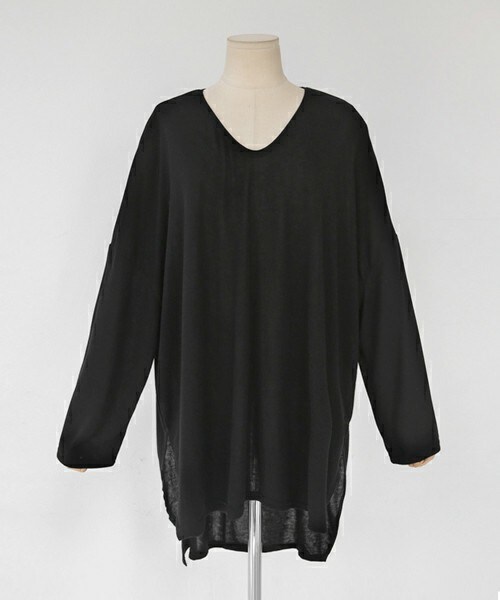 DHOLIC（ディーホリック）の「アンバランススリットヘムTシャツ（Tシャツ/カットソー・レディース・グレー/ブラック/ホワイト・FREE）」の3枚目の写真