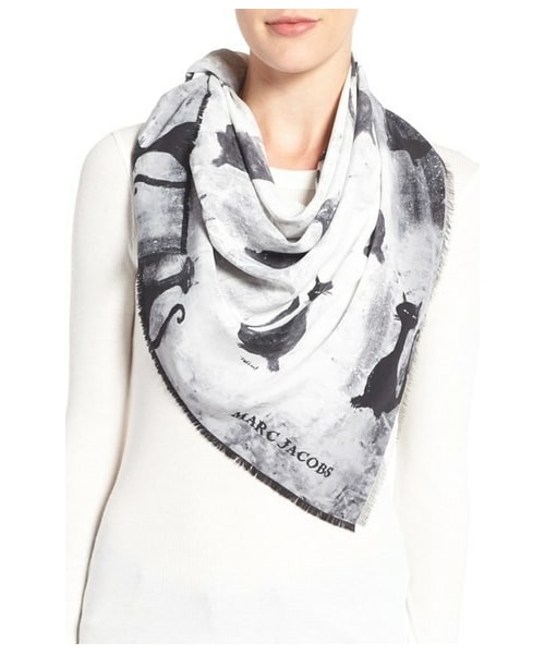 Marc Jacobs シルクスカーフ Marc Jacobs Women's Silk Twill Scarf, Black/Multi, One Size