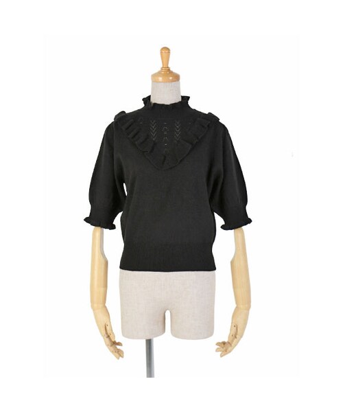 F i.n.t（フィント）の「フリル使い5分袖ニットプルオーバー/F i.n.t（ニット/セーター・レディース・その他）」の2枚目の写真