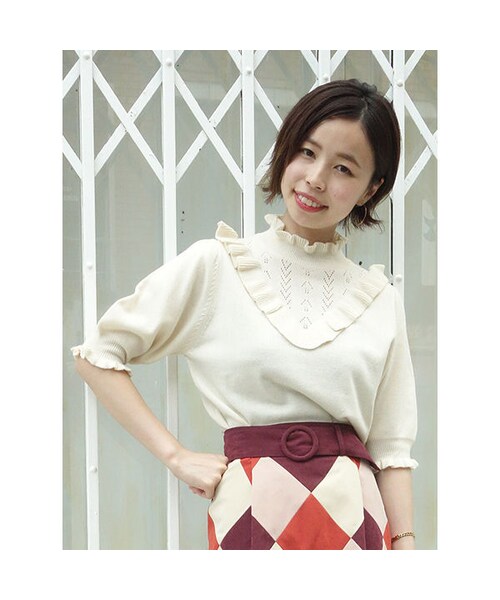 F i.n.t（フィント）の「フリル使い5分袖ニットプルオーバー/F i.n.t（ニット/セーター・レディース・その他）」の4枚目の写真