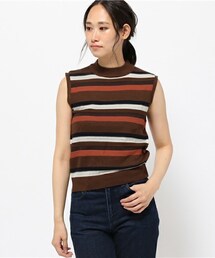 actuel | 12Gマルチボーダーノースリーブニット(ニット/セーター)