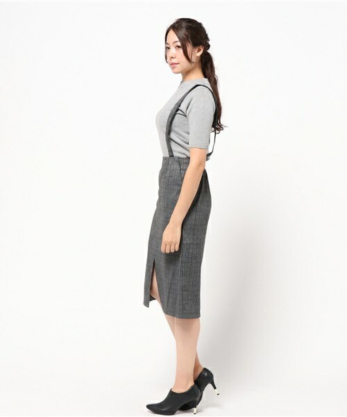 archives（アルシーヴ）の「チェックサス付スカート（スカート・レディース・グレー/モカ・MEDIUM）」の4枚目の写真