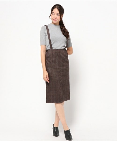 archives（アルシーヴ）の「チェックサス付スカート（スカート・レディース・グレー/モカ・MEDIUM）」の2枚目の写真