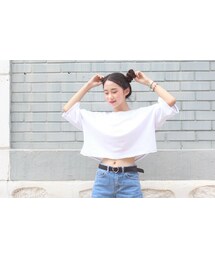 OLDMICKEY | 8分袖クロップドTシャツ(P000BIJR)(Tシャツ/カットソー)