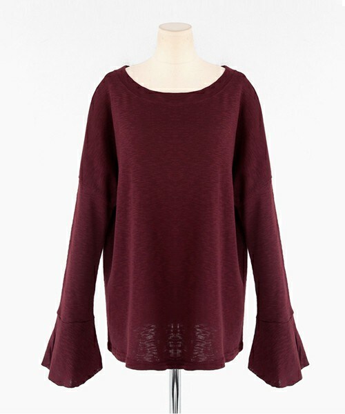 DHOLIC（ディーホリック）の「フレアカフスドロップショルダーTシャツ（Tシャツ/カットソー・レディース・ピンク/ブラック/ホワイトアイボリー/ワイン・FREE）」の4枚目の写真