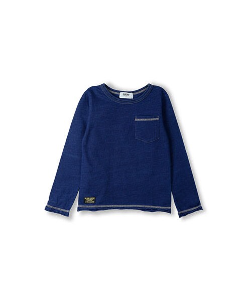RADCHAP（ラッドチャップ）の「インディゴ染め長袖Tシャツ（Tシャツ/カットソー・キッズ・ブルー/ネイビーブルー・80～140）」の2枚目の写真