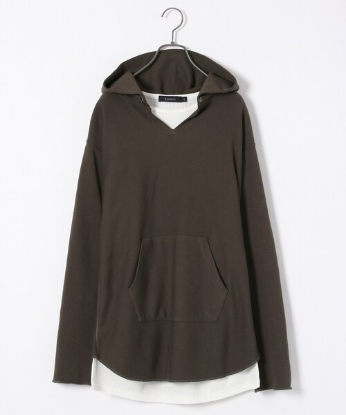 RAGEBLUE（レイジブルー）の「裏毛加工キーネックパーカ（トップス・ホワイト/ブラック/グレー・M/L）」の2枚目の写真