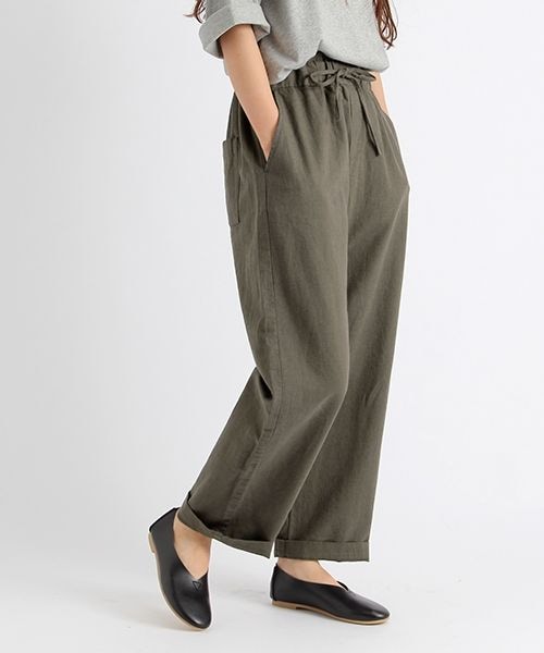studio CLIP（スタディオクリップ）の「コットンリネンストレッチワイドパンツ（パンツ・スモーク/ベージュ/カーキ/ネイビー・M/L）」の3枚目の写真