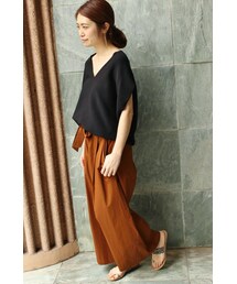 茶　イエナ　IENA コットンストレッチ コクーンVネックプルオーバー IENA(イエナ)の「コットンストレッチ コクーンVネックプル