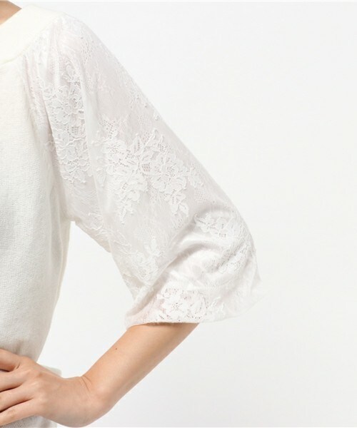 archives（アルシーヴ）の「袖レース地ニットプルオーバー（ニット/セーター・レディース・オフホワイト/ブラック/ワイン・MEDIUM）」の8枚目の写真