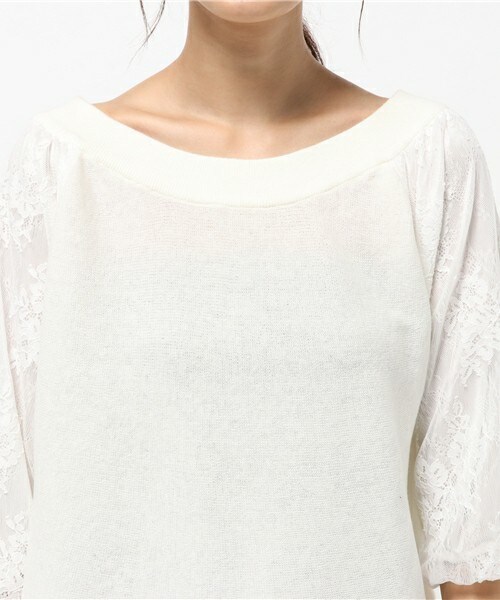 archives（アルシーヴ）の「袖レース地ニットプルオーバー（ニット/セーター・レディース・オフホワイト/ブラック/ワイン・MEDIUM）」の7枚目の写真