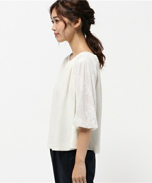 archives（アルシーヴ）の「袖レース地ニットプルオーバー（ニット/セーター・レディース・オフホワイト/ブラック/ワイン・MEDIUM）」の5枚目の写真