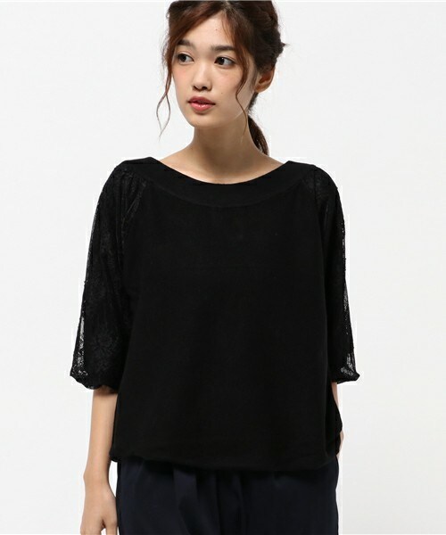 archives（アルシーヴ）の「袖レース地ニットプルオーバー（ニット/セーター・レディース・オフホワイト/ブラック/ワイン・MEDIUM）」の3枚目の写真