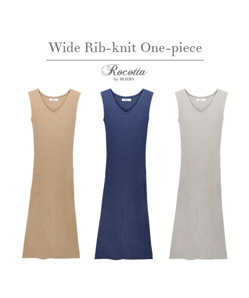 Rocotta by MOERY（ロコッタ）の「Rocotta(ロコッタ) ワイドリブニットワンピース（ワンピース・レディース・ベージュ/ペールグレー/ネイビーブルー・FREE）」の8枚目の写真