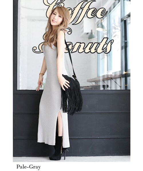 Rocotta by MOERY（ロコッタ）の「Rocotta(ロコッタ) ワイドリブニットワンピース（ワンピース・レディース・ベージュ/ペールグレー/ネイビーブルー・FREE）」の4枚目の写真