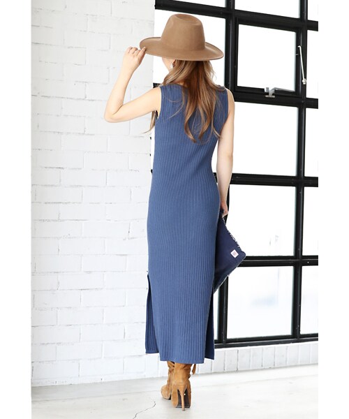 Rocotta by MOERY（ロコッタ）の「Rocotta(ロコッタ) ワイドリブニットワンピース（ワンピース・レディース・ベージュ/ペールグレー/ネイビーブルー・FREE）」の17枚目の写真