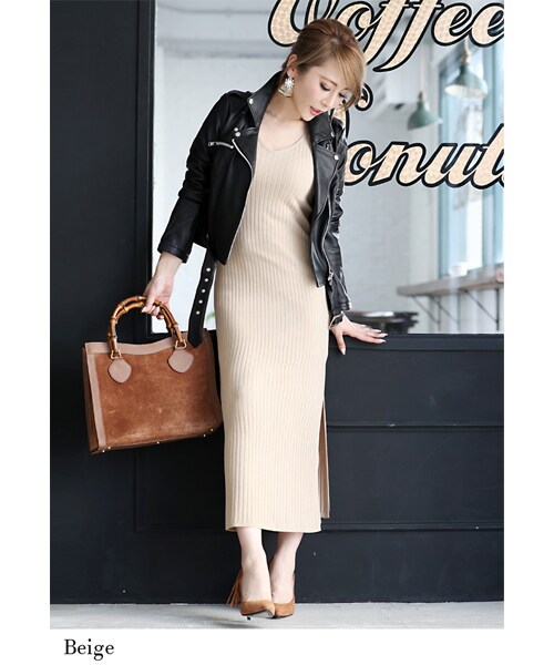 Rocotta by MOERY（ロコッタ）の「Rocotta(ロコッタ) ワイドリブニットワンピース（ワンピース・レディース・ベージュ/ペールグレー/ネイビーブルー・FREE）」の10枚目の写真