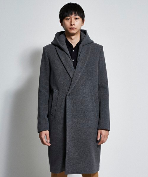 lot hâlon フード付きグレーコート 44 lot holon（ロットホロン）の「フーデッドコート グレー（）」 - WEAR
