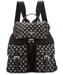 PRADA | Prada Tessuto Grommet Backpack, Black (Nero)(バックパック/リュック)