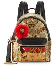 MCM | MCM Stark Small Leather Insignia Backpack, Gold(バックパック/リュック)