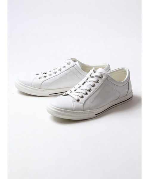 JACKROSE（ジャックローズ）の「【スタイリスト井上氏監修】PUパンチングローカットスニーカー（シューズ・メンズ・ブラック/ホワイト・M/L）」の2枚目の写真