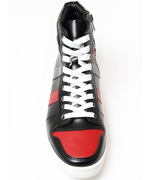 JACKROSE(ジャックローズ)の「【スタイリスト井上氏監修】PUパンチングミッドスニーカー(シューズ・メンズ・ブラック/ブラック×レッド/ホワイト・M/L)」の22枚目の写真