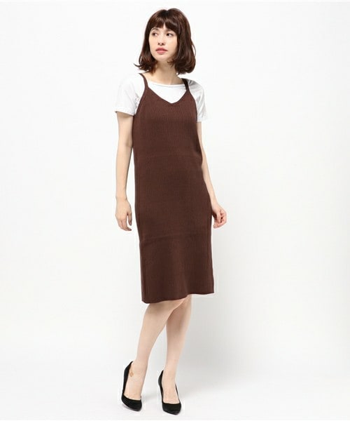 archives（アルシーヴ）の「リブキャミニットワンピース（ワンピース・レディース・ブラック/グレー/ブラウン/カーキ・MEDIUM）」の3枚目の写真