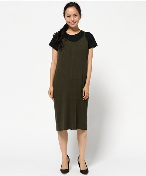 archives（アルシーヴ）の「リブキャミニットワンピース（ワンピース・レディース・ブラック/グレー/ブラウン/カーキ・MEDIUM）」の4枚目の写真