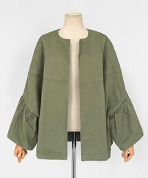 DHOLIC | ラッフルスリーブノーカラージャケット(ノーカラージャケット)