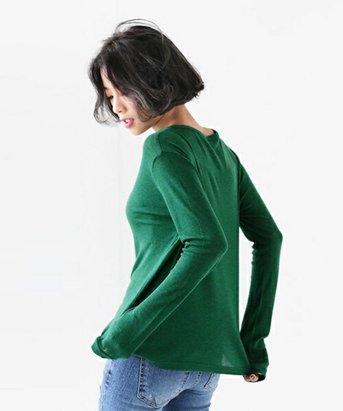 DHOLIC（ディーホリック）の「6COLORSベーシックスリムTシャツ（Tシャツ/カットソー・レディース・アイボリー/グレー/グリーン/ブラック/ピンクブラウン/マスタード・FREE）」の4枚目の写真