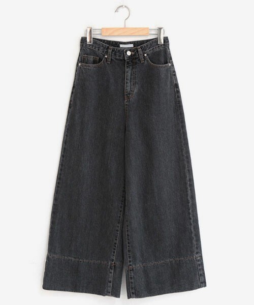 DHOLIC（ディーホリック）の「ステッチヘムワイドデニムパンツ（その他パンツ・レディース・ブルーデニム/ブラック・S/M/L）」の2枚目の写真