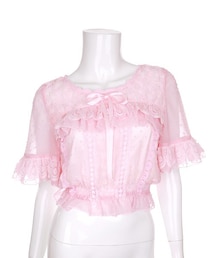 Bobon21 | 薔薇ドビードットシフォンレースフリルブラウストップス(シャツ/ブラウス)