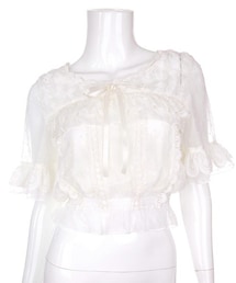 Bobon21 | 薔薇ドビードットシフォンレースフリルブラウストップス(シャツ/ブラウス)