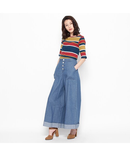 OZOC（オゾック）の「テレコボートネックカットソー（トップス・レディース・キャメル/オフホワイト/イエロー系/オレンジ・その他）」の12枚目の写真