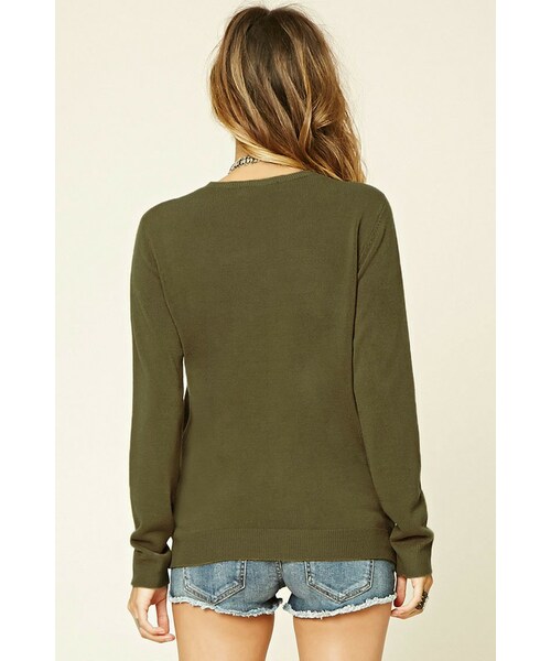 FOREVER 21(フォーエバー トゥエンティーワン)の「FOREVER 21 Crew Neck Sweater(ニット/セーター・レディース・Purple/Green/White・S/M/L)」の5枚目の写真